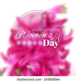 International Women's Day greeting card. Vector blurred background