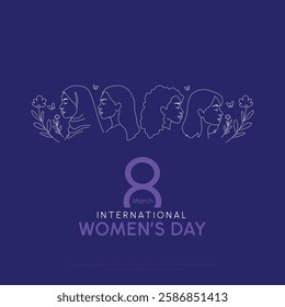 International Womens Day greeting card. 8 march, Women empowerment, hand drawn illustration of women, vector illustration.