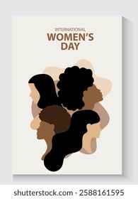 International Women's Day greeting card banner or poster concept.modern flat and colorful illustration of a silhouette of a female with leaves. set of collection International Women's Day background.