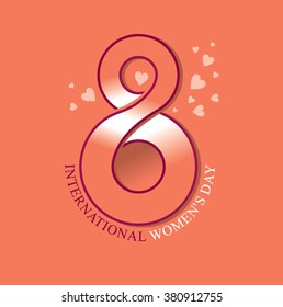 International Women's Day greeting card. Background template March 8. 