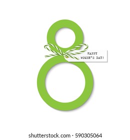 International womens day greeting card with green bakers twine bow