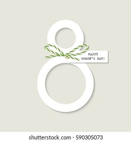 International womens day greeting card with green bakers twine bow