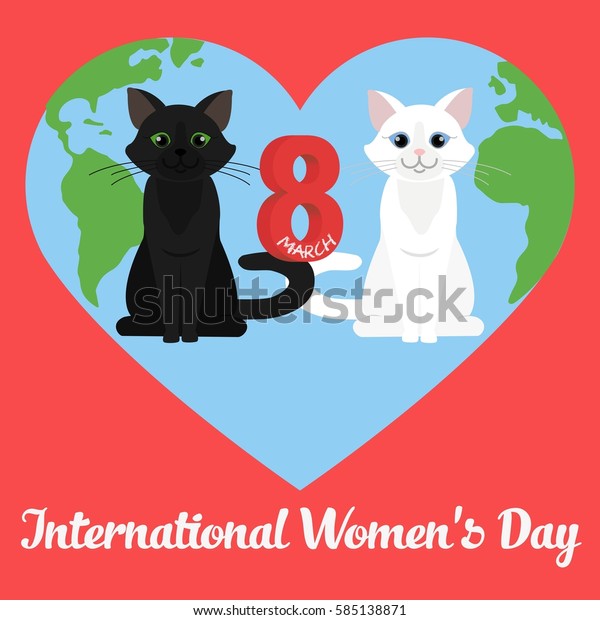 International Womens Day Greeting Card Cute Stock Vector Royalty Free 585138871