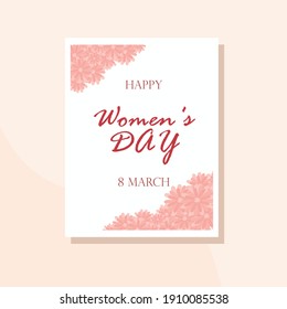 International Women's Day greeting card,8 March.With inscriptionon flower background