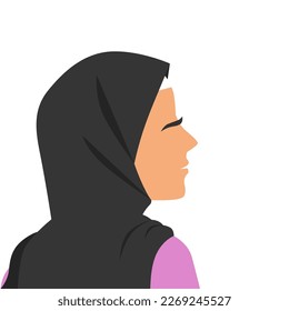 International Women's Day greeting with hijab girl side view