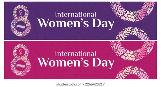 International Women's Day greeting template for background, banner, poster, cover design, social media feed, with eight march logo