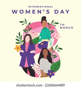 International Women's Day Greetings Design Concept with Silhouette of Women