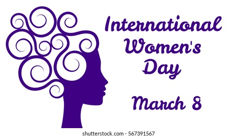 International women's day greetings with woman profile