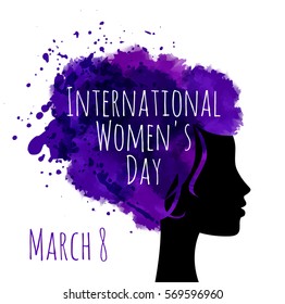 International womens day greetings with woman profile