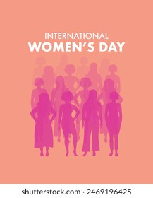 International women's day, group of women standing in silhouette.