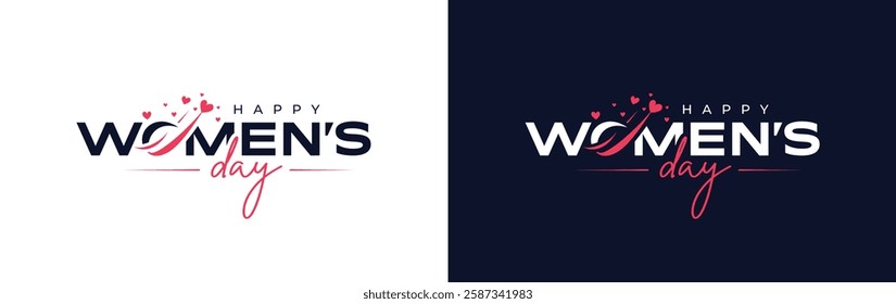 International Women's Day, Happy Women's Day logo design. Women's, Love, Women's Day editable black and white logo template.