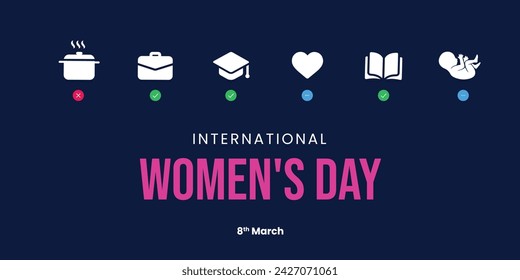 International Women's Day, Holiday, banner, poster, social media post, vector illustration, awareness, observance, March 8, humanity, equality, diversity, inclusion, Happy Women's Day