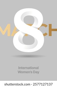 International Womens Day holiday banner. 8 march logo concept. 8 number design for flyer, postcard, poster or banner. 