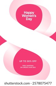 International Womens Day holiday banner. 8 march logo concept. 8 number design for flyer, postcard, poster or banner. 