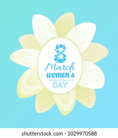 International women's day holiday celebrated on March 8, flowers in shape of eight vector illustration greeting card design isolated on blooming flower