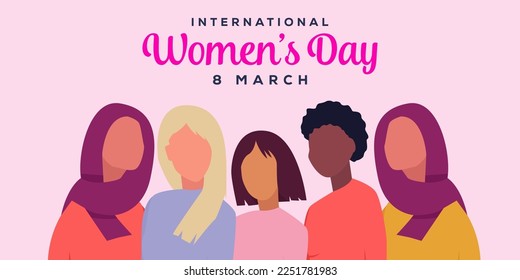 international womens day horizontal banner illustration in flat design