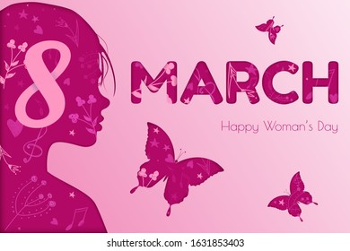 International women's day. Horizontal format design ideal for web banner or greeting card.
