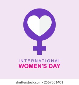 International women's day icon. Minimalistic design for Woman Day Heart Purple concept. Vector illustration