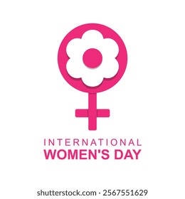 International women's day icon. Minimalistic design for international women's day and flower concept. Vector illustration