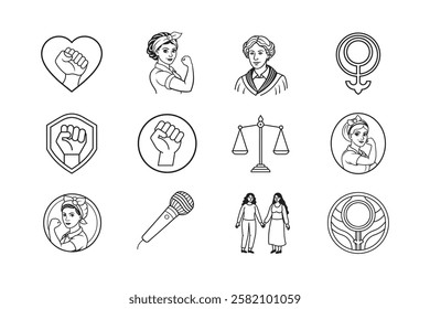 International women's day icon set illustration