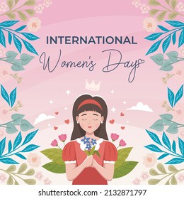 International Women's Day illustration design with floral and bo 8 march, Happy Women's Day,Vector templates for card, poster, flyer and other users.