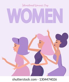 International women's day. Illustration with different women. Editable vector illustration