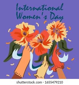 International Women's Day, Illustration of Happy Womens greeting background