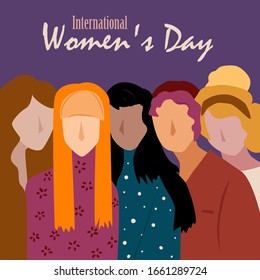 International Women's Day, Illustration of Happy Womens greeting background