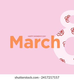 International Women's Day illustration, vector. 8 March, Happy women's day written logo, banner. Abstract 