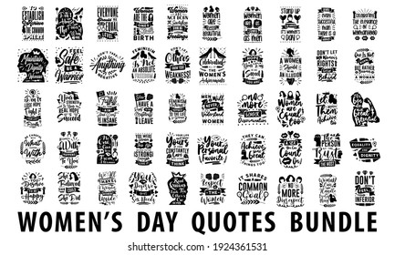 International women's day inspiring quotes bundle. Womens day quotes pack collection. women quotes vector art for print, merchandise and craft