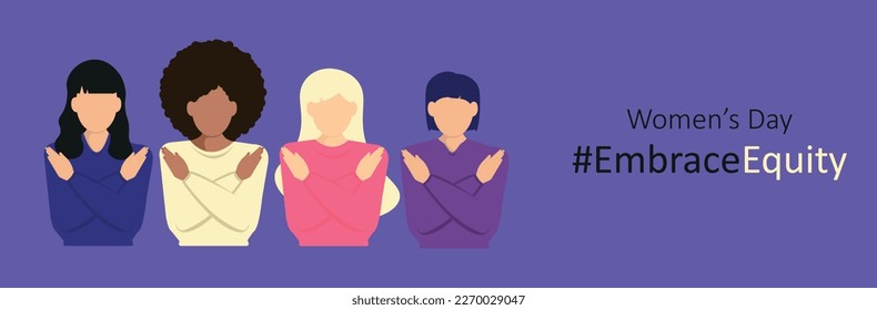  International Women's Day of Justice, 80 March. EmbraceEquity Campaign. Confront discrimination and stereotypes. Vector illustration.