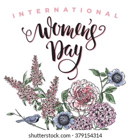 International Womens Day. Lettering design. Vector illustration