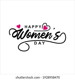 International Womens Day Lettering, Happy Womens Day Greeting with Love Shape, Suitable for Card, Invitation, Banner, Poster, Postcard, Sticker and Social Media Post