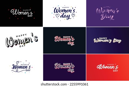 International Women's Day lettering with a love shape. suitable for use in cards. invitations. banners. posters. postcards. stickers. and social media posts