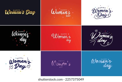 International Women's Day lettering with a love shape. suitable for use in cards. invitations. banners. posters. postcards. stickers. and social media posts