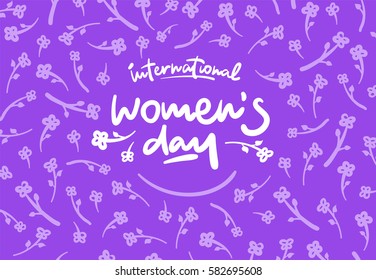 International womens day lettering vector logo postcard