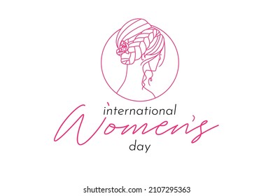 International Women's day in line art design, Elegant greeting card for happy womens day vector logo