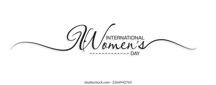 International Womens Day line lettering. Hand drawn modern vector calligraphy isolated on white background. Simple inscription with swashes, wavy lettering text. Design for holiday greeting card