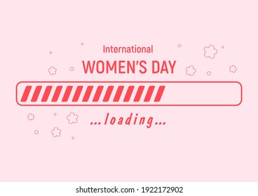 International women's day loading. Application download timer. Loading progress. Background from 8 March.