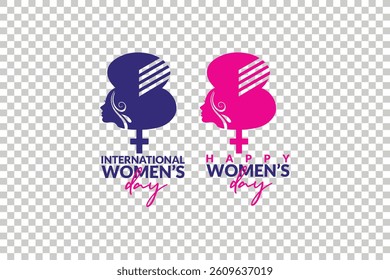International Women's Day Logo Design isolated transparent background