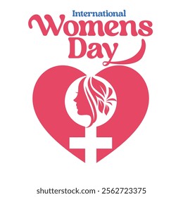 An International Women's Day logo designed with a vibrant pink color palette to symbolize compassion, empowerment, and celebration of women. 