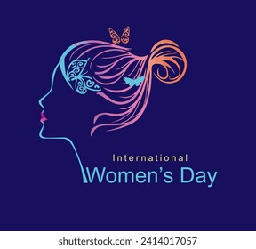 International Women's Day  logo Vector illustration design,abstract woman's face poster, 