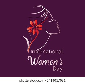 International Women's Day  logo Vector illustration design,abstract woman's face poster, 