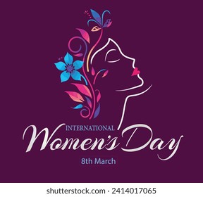 International Women's Day  logo Vector illustration design,abstract woman's face poster, 