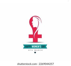 International women's day logo with a woman and a ribbon