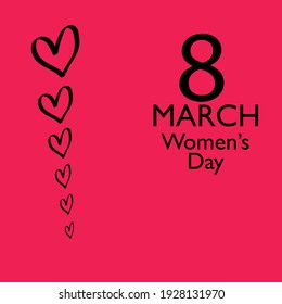 International Women's Day. Many of hearts. Black and pink colors.