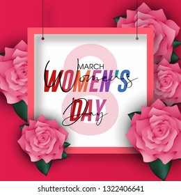 International Women's Day March 8 greeting card Background template . Vector illustration. - Vector
