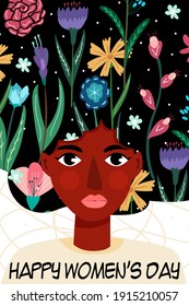 International Women's Day. March 8. Independence, equality. Women. Declaration of love. Flowers. Vector illustration in a modern style. Hand drawing.