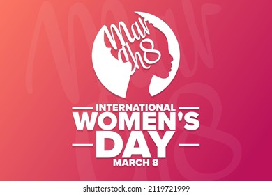 International Women's Day. March 8. Holiday concept. Template for background, banner, card, poster with text inscription. Vector EPS10 illustration