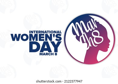 International Women's Day. March 8. Holiday concept. Template for background, banner, card, poster with text inscription. Vector EPS10 illustration